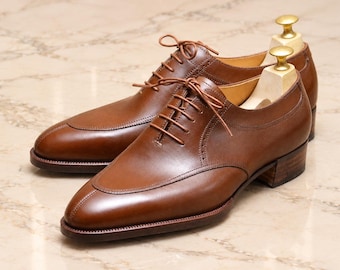 Braune Oxford-Schuhe aus Leder für Herren, handgefertigte Schnürschuhe, formelle Schuhe für Hochzeiten und Business.