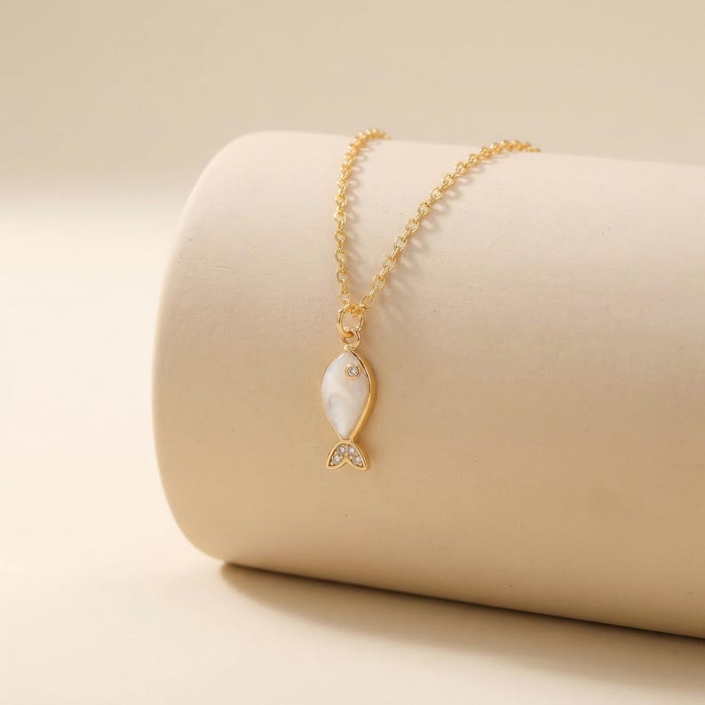 Jwelleries Fish Enamel Fish Necklace, Tiny Gold Fish Necklace, Ocean Jewelry, Pave Fish ...