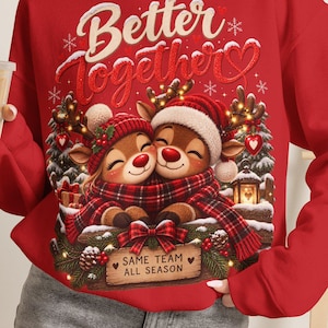 Weihnachtlich sweater for Mama & Papa, Weihnachtsoutfit for Paare, Partnerlook Weihnachten, Rentier Sweatshirt, Weihnachtsgeschenk image 1