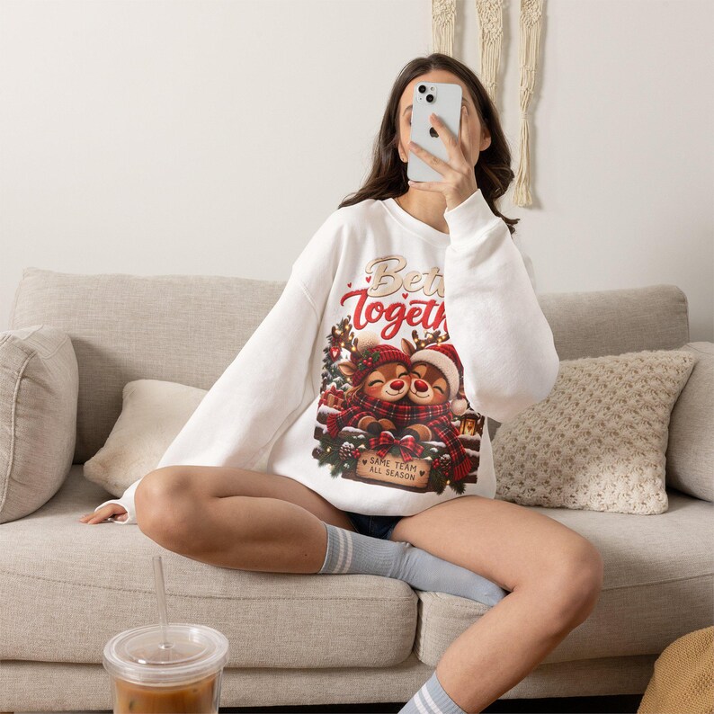 Weihnachtlich sweater for Mama & Papa, Weihnachtsoutfit for Paare, Partnerlook Weihnachten, Rentier Sweatshirt, Weihnachtsgeschenk image 12