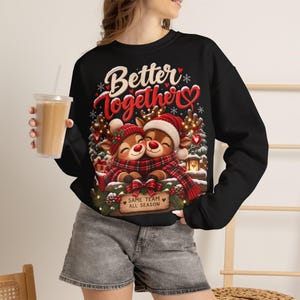 Weihnachtlich sweater for Mama & Papa, Weihnachtsoutfit for Paare, Partnerlook Weihnachten, Rentier Sweatshirt, Weihnachtsgeschenk image 3