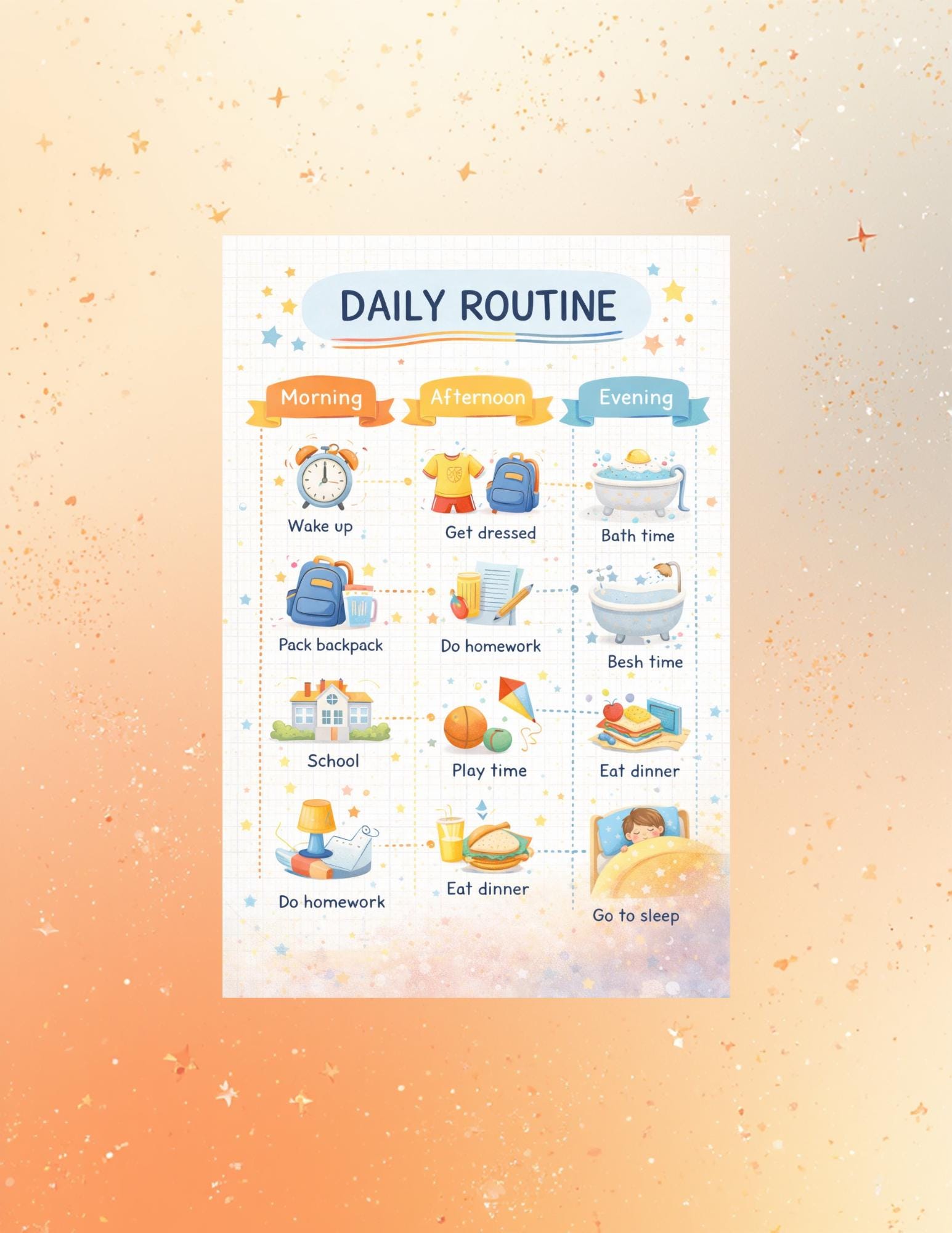 Kids Routine Chart Bundle, Chore Chart for Kids, Morning & Bedtime ...