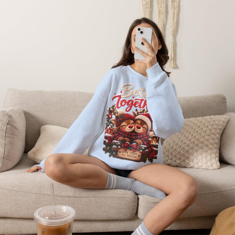 Weihnachtlich sweater for Mama & Papa, Weihnachtsoutfit for Paare, Partnerlook Weihnachten, Rentier Sweatshirt, Weihnachtsgeschenk image 14