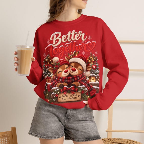 Pullover weihnachtlich für Mama & Papa, Weihnachtsoutfit für Paare, Partnerlook Weihnachten, Rentier Sweatshirt, Weihnachtsgeschenk