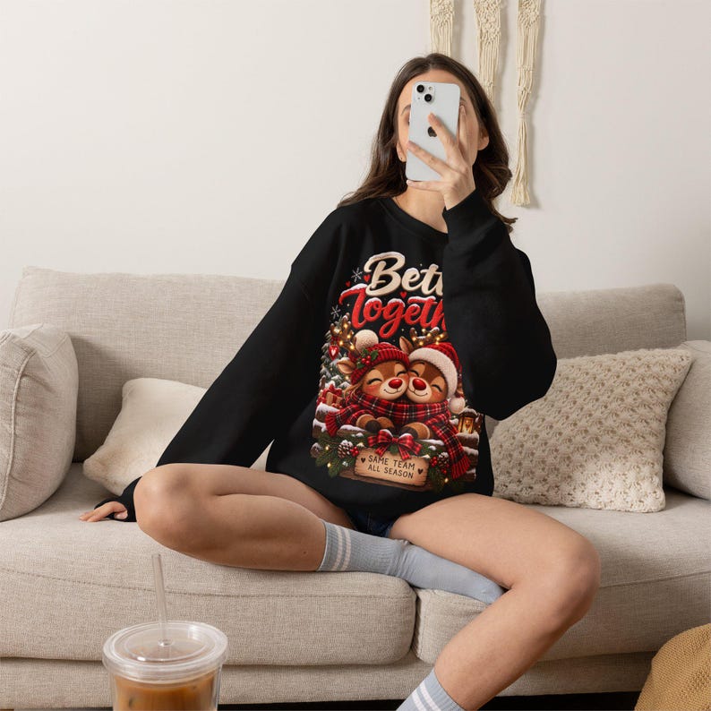 Weihnachtlich sweater for Mama & Papa, Weihnachtsoutfit for Paare, Partnerlook Weihnachten, Rentier Sweatshirt, Weihnachtsgeschenk image 13