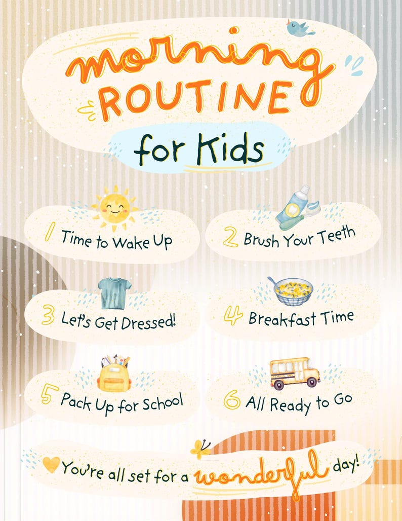 Kids Routine Chart Bundle, Chore Chart for Kids, Morning & Bedtime ...
