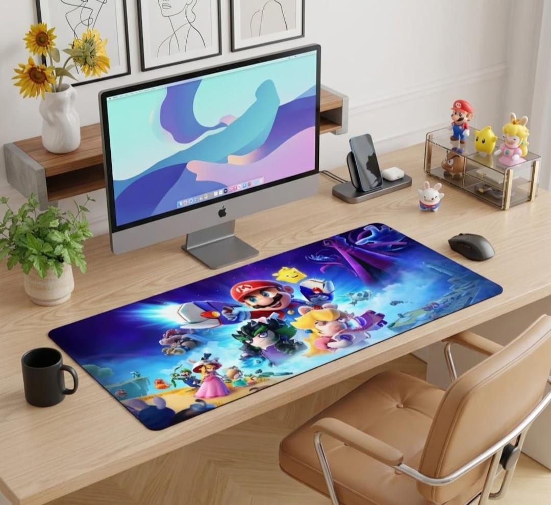 Mario Gaming Desk Mat – Colorful Extended Mouse Pad for Gamers, Anime ...