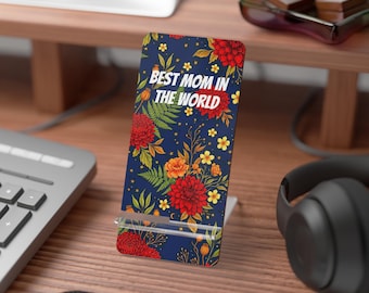 Custom Gift Cell Phone Display Stand. Floral Mobile Phone Stand. Best Birthday Gift.