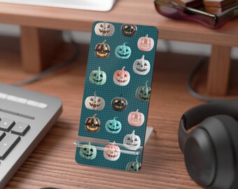 Pastel Jack-o'-Lantern Pattern Mobile Display Stand. Halloween Phone Holder, Birthday Gift for Her or Him.  Phone Stand.