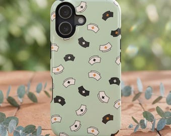 Vintage Nurse Cap Pattern Magnetic Impact Phone Case. Best Gift for Nurses and Nursing Students..