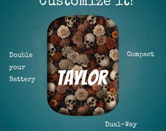 Custom Skull & Dried Flowers MagSafe Compatible Powerbank: Personalized 5000mAh Portable Charger