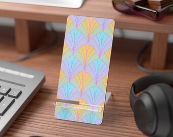Pastel Art Deco Fan Pattern Mobile Display Stand. Phone Stand, Mobile Phone Stand. Birthday or Christmas Gift Idea.