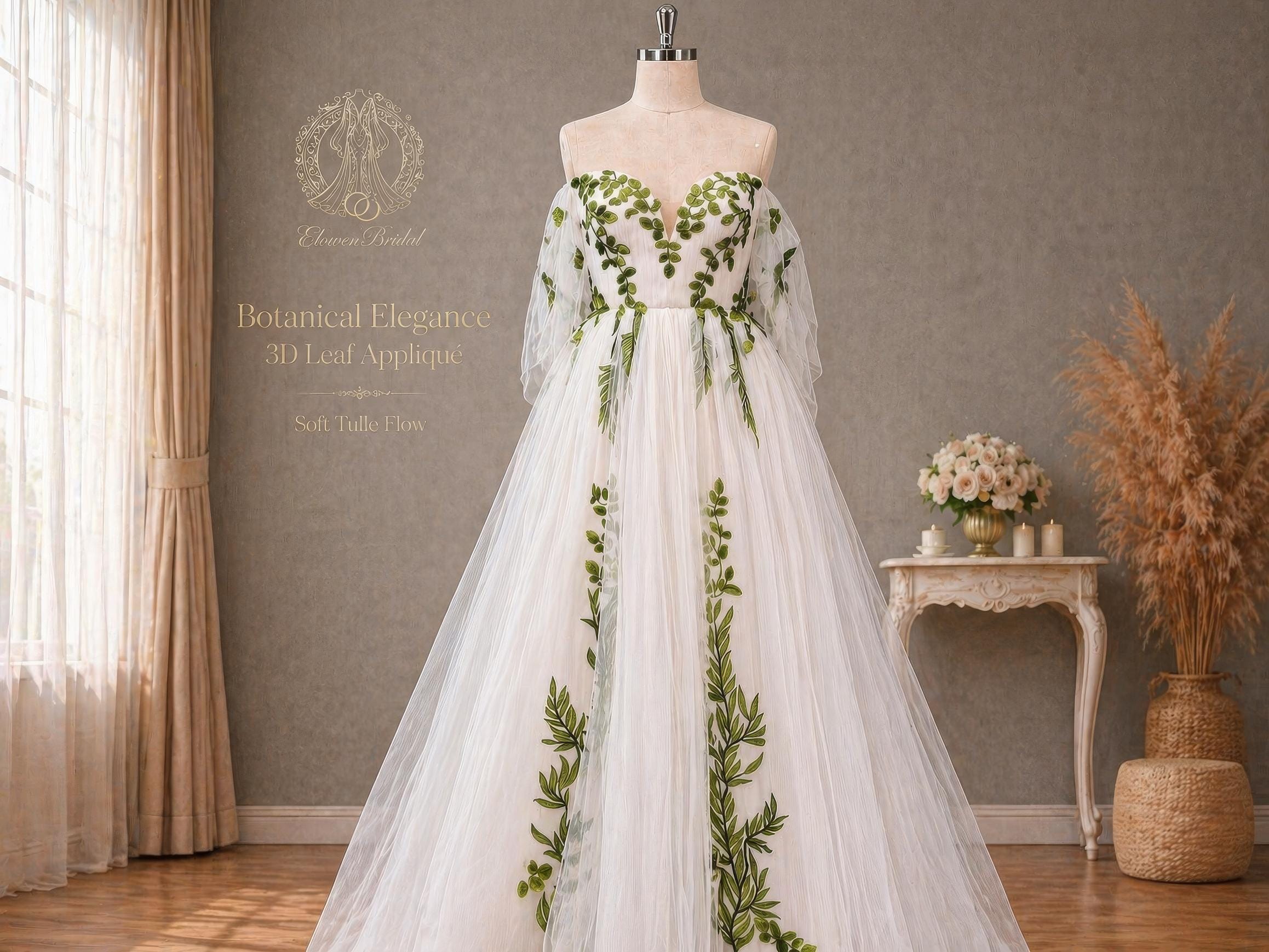 Boho Wedding Dress Forest Green - Etsy