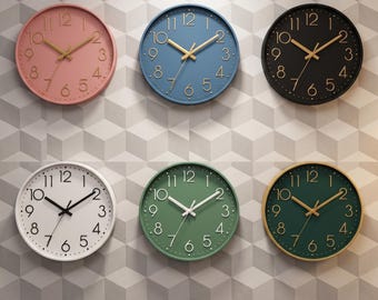 8 Inch Silent Wall Clock | Modern Minimalist Plastic Home Decor (4 Colors)
