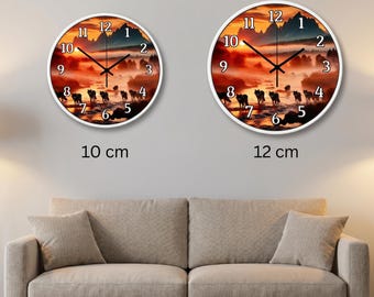 Wolf Sunset Wall Clock | Silent UV Print Nature Wildlife Home Decor (10-12 Inch)