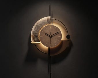 Luxury LED Wall Clock | Silent Backlit Moon Design | Modern Minimalist Living Room Decor