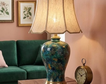 Vintage Keramische Tafellamp Klassieke Bedlampje Traditionele Slaapkamer Verlichting Luxe Nachtkastje Lamp Woonkamer Decor
