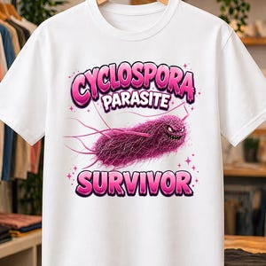 Cyclospora Parasite Survivor T-Shirt, Graphic Tee for Food Poisoning and Stomach Bug Survivors, Unique Get Well Gift