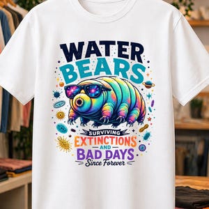 Tardigrade T-Shirt, Water Bears Surviving Extinctions And Bad Days Graphic Tee, Cute Science Nerd Gift, Resilient Microbe Shirt