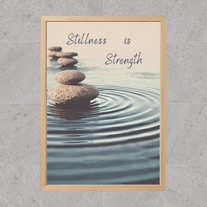 Stillness is Strength — Zen Stone Quote Art, Living Room Decor, 5 Sizes | Digital Download