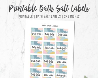 Printable Bath Salt Labels | Make and Take Labels | Bath Salt Stickers | Homemade Labels - INSTANT DOWNLOAD
