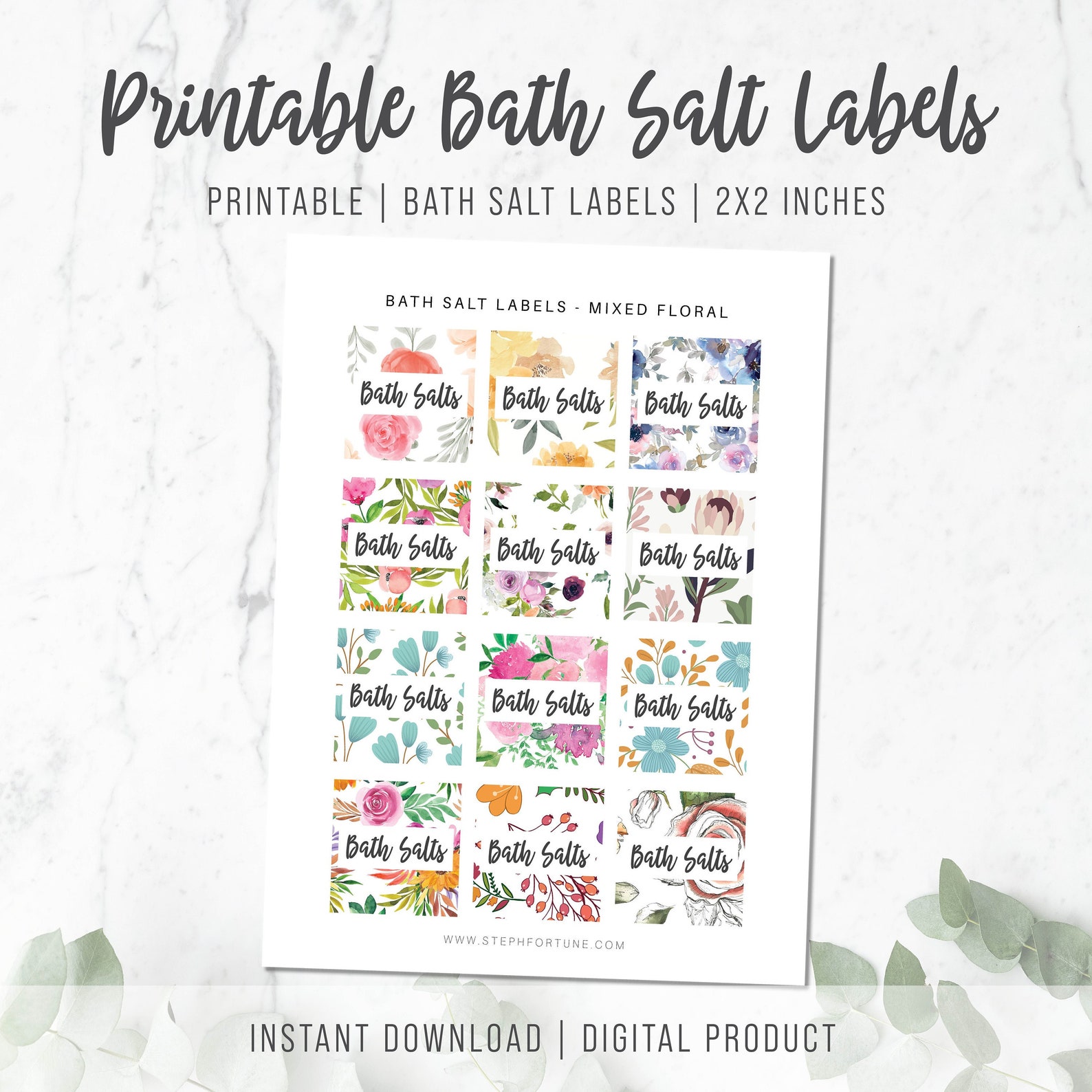 Printable Bath Salt Labels Make and Take Labels Floral - Etsy Australia