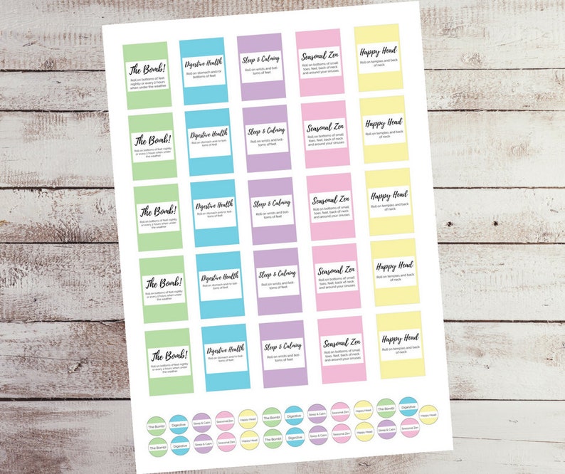 Printable 5ml Rollerball Labels Roller Bottle Essential Oil Etsy