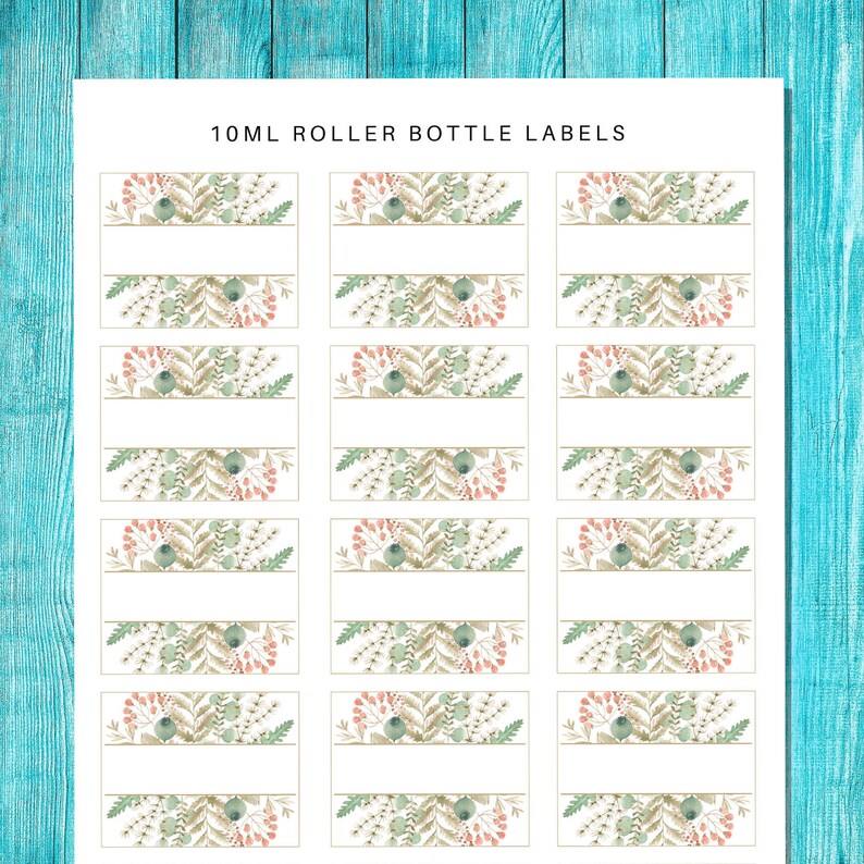 Printable Blank Essential Oil Roller Bottle Labels Leave &amp; | Etsy