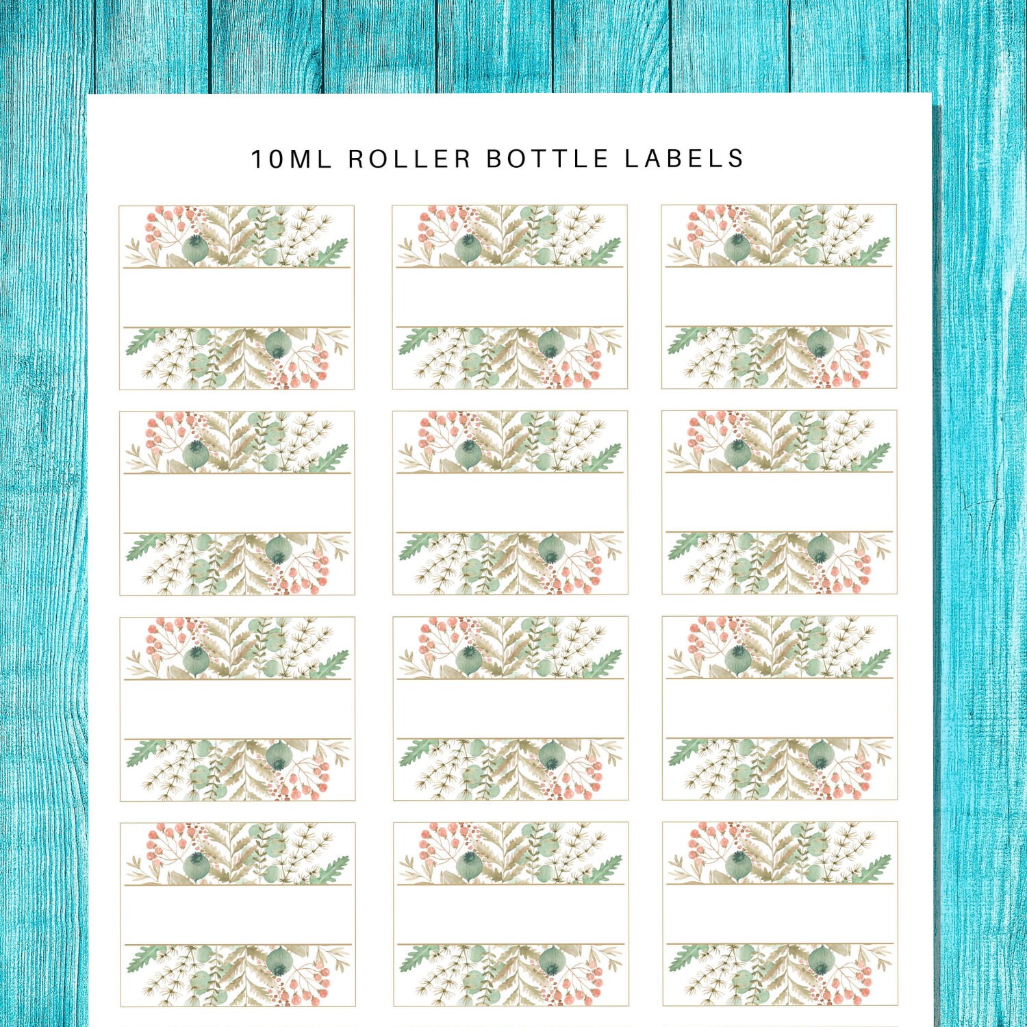 Printable Blank Essential Oil Roller Bottle Labels Leave & Etsy Australia