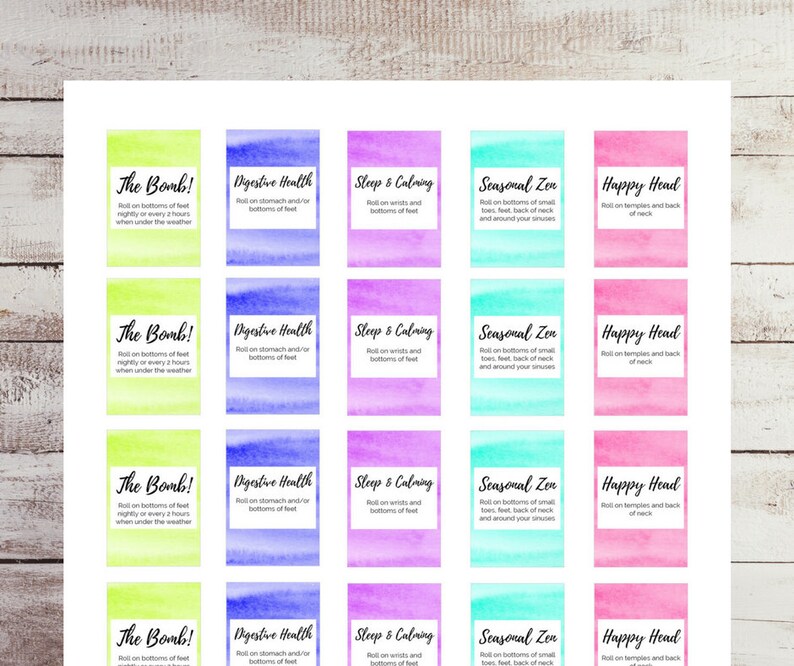 Printable 5ml Rollerball Labels Roller Bottle Essential Oil Etsy