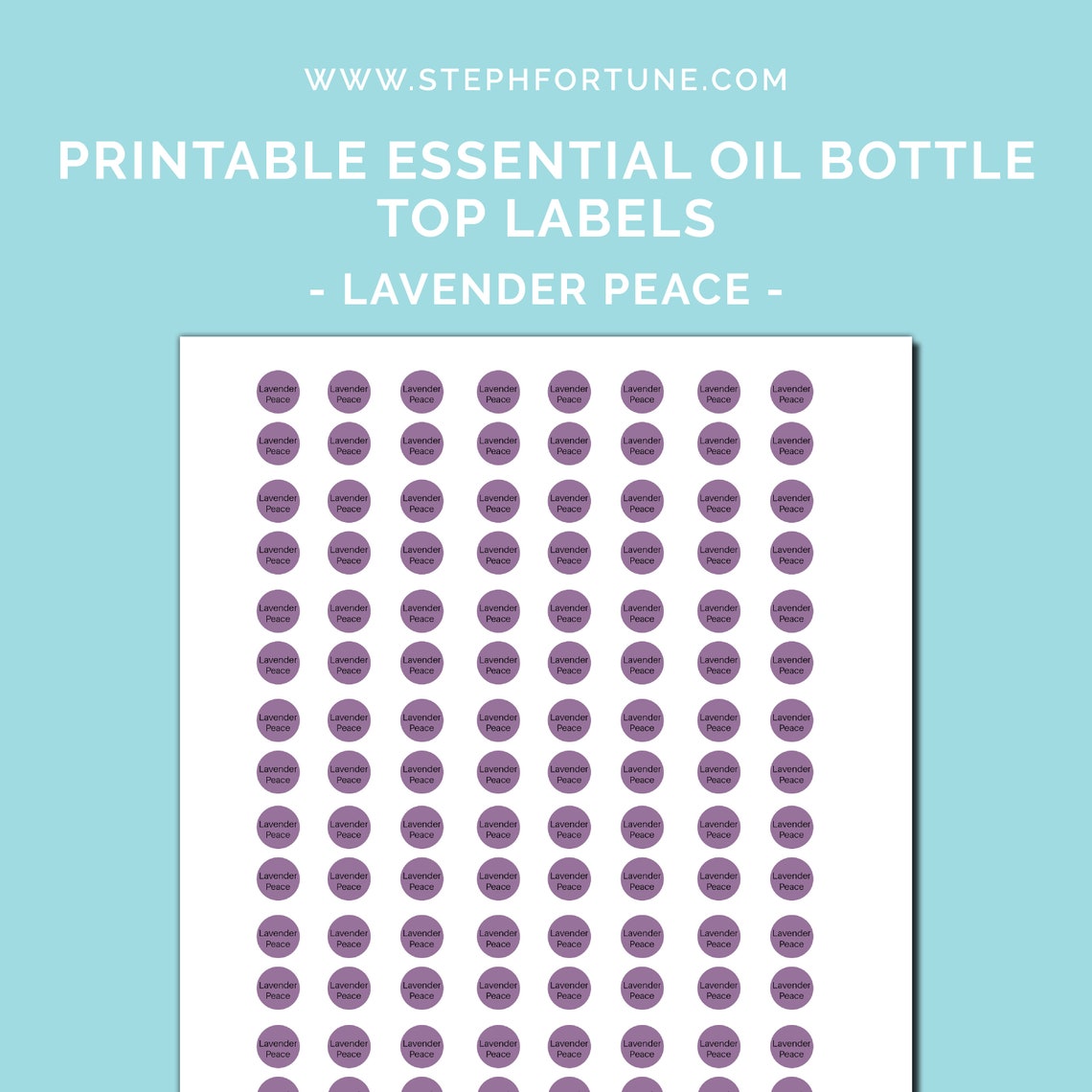 Printable Essential Oil Bottle Cap Labels Lavender Peace Etsy