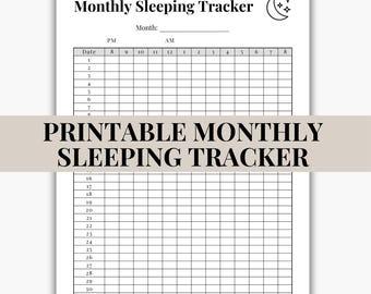 Printable Monthly Sleeping Tracker *Digital Download*