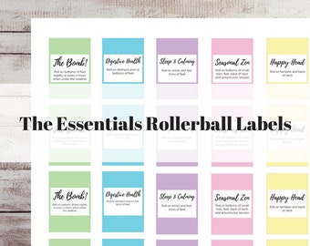 Printable 5ml Rollerball Labels, Roller Bottle Essential Oil labels, Pastel labels - INSTANT DOWNLOAD
