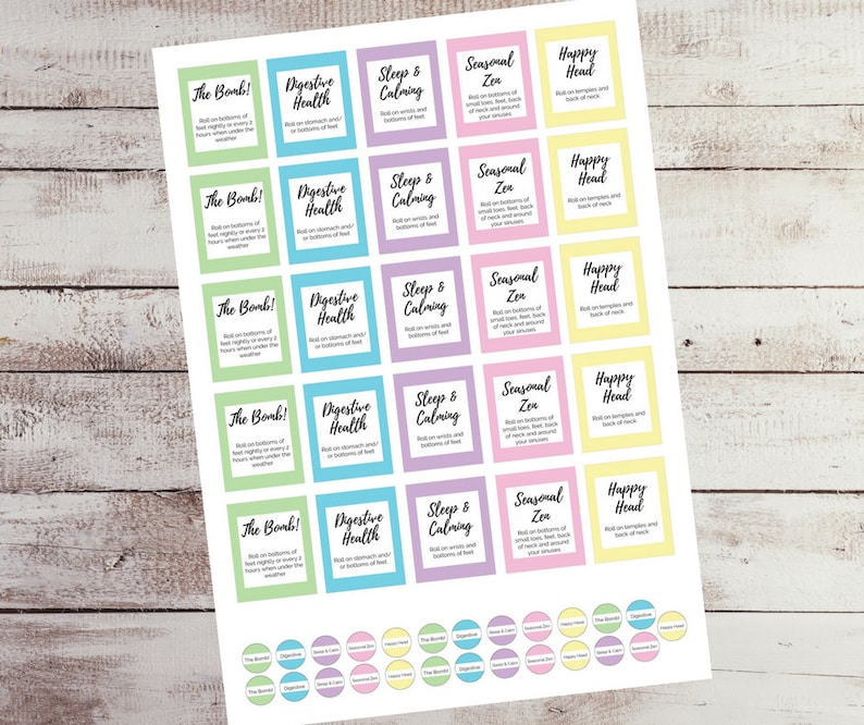 Printable 10ml Rollerball Labels Roller Bottle Essential Oil Etsy