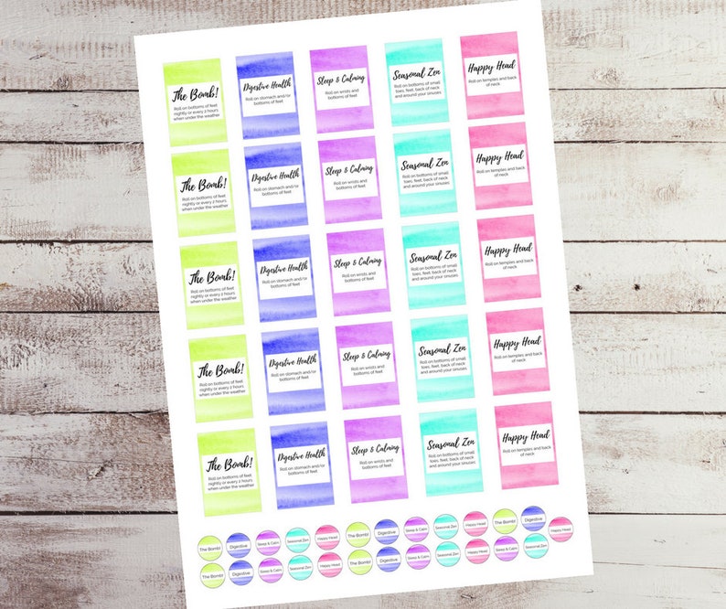 Printable 5ml Rollerball Labels Roller Bottle Essential Oil Etsy