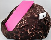 EXTRA LARGE bean bag chair for tablets giraffe print dark brown