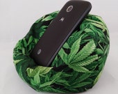 Cannabis Small cell phone bean bag chair green and black