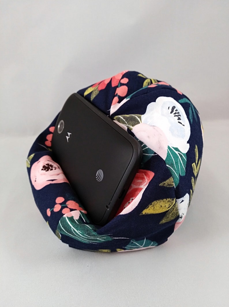 Small Cell Phone Bean Bag Chair Navy Blue Floral Etsy