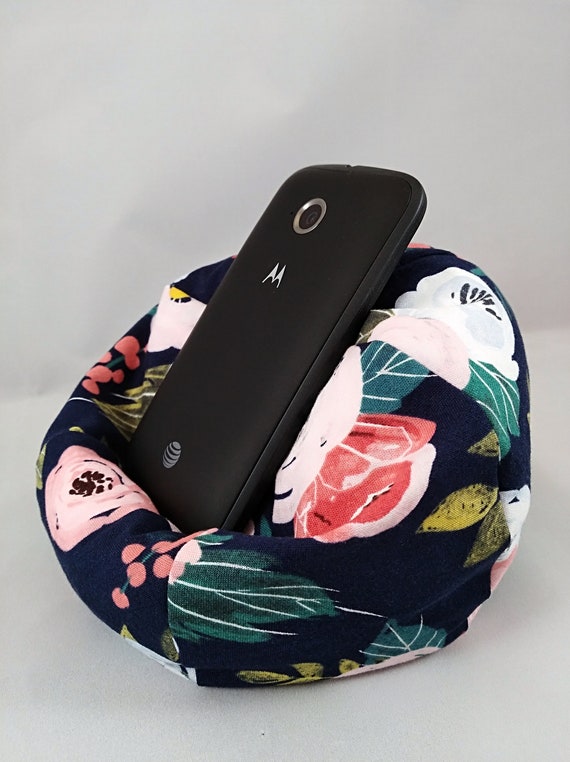 Small Cell Phone Bean Bag Chair Navy Blue Floral Etsy