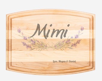 Personalized Mimi Cutting Board, Engraved Grandma Gift, Walnut Maple Charcuterie Board, Mother's Day Gift, Custom Birthday Gift for Mimi
