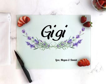 Personalized Glass Cutting Board, Wedding Gift, Gigi gift, Charcuterie Board, Mother’s Day gift, Anniversary Gift, Grandma Birthday Gift