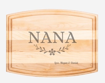 Arched Wood "Nana" Cutting Board with Groove - 12" x 9"