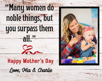 Personalized First Mother's Day Wood Photo Frame, Custom Mom Baby Name Keepsake