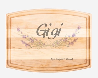 Personalized Gigi Cutting Board, Engraved Grandma Gift, Walnut Maple Charcuterie Board, Mother's Day Gift, Custom Birthday Gift for Gigi