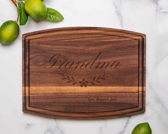 Personalized Grandma Walnut Cutting Board, Engraved Charcuterie Serving Platter