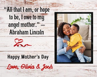 Personalized First Mother's Day Wood Frame, Custom New Mom, Light Gray MDF (7x6 Inch)