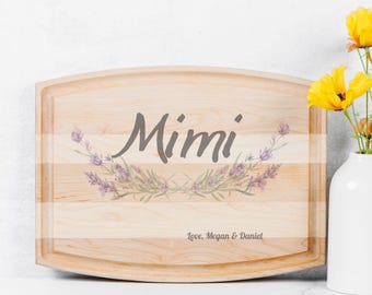 Personalized Mimi Cutting Board, Walnut Maple Charcuterie, Grandmother Gift