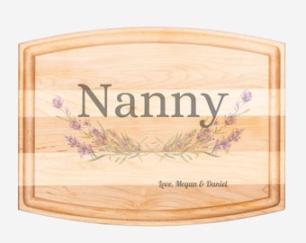 Personalized Nanny Cutting Board, Engraved Grandma Gift, Walnut Maple Charcuterie Board, Mother's Day Gift, Custom Birthday Gift for Nanny