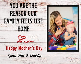 Personalized First Mother's Day Wood Photo Frame, Custom Mom Baby Name Keepsake