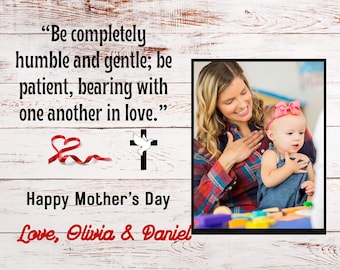 Personalized First Mother's Day Wood Photo Frame, Custom Mom Baby Name Keepsake